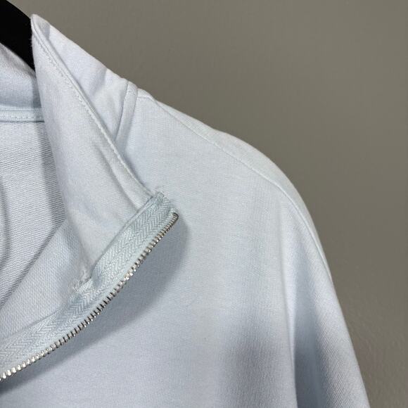 Refuge Athletics Women's Pale Blue Crop 3/4 Zip Sweatshirt - Small - Athleisure - Picture 2 of 6